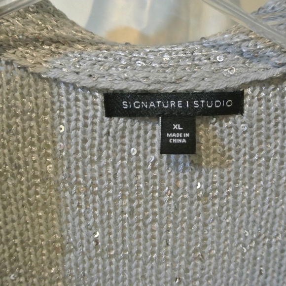 WOMENS XL GRAY CARDIGAN WITH SEQUINS - Picture 3 of 4
